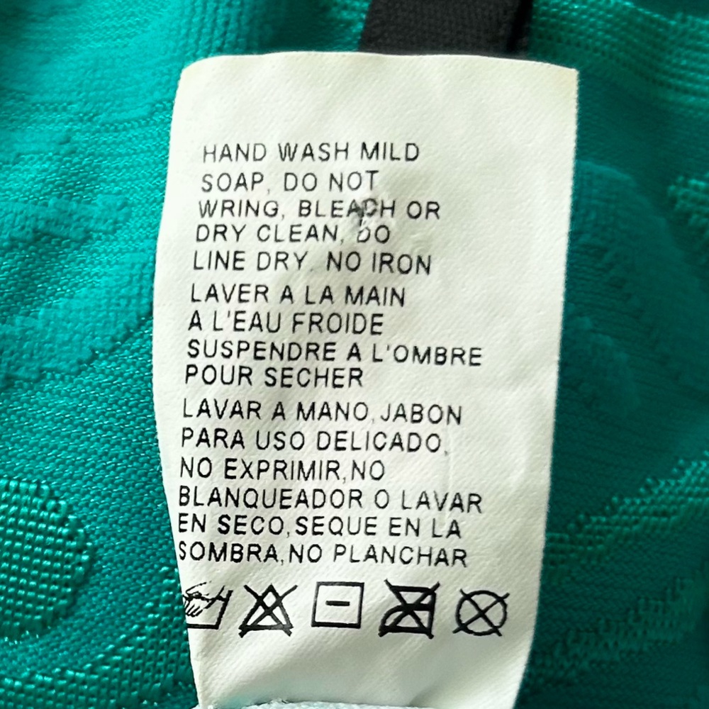ST. JOHN SWIM Teal Textured V-Neck One Piece Henley Swimsuit Luxury Designer 10 - Picture 14 of 14